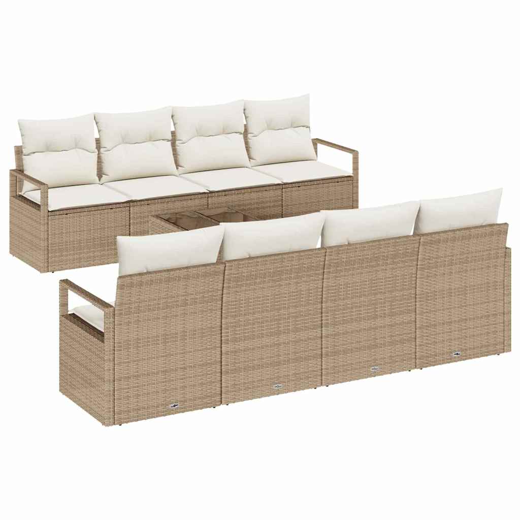 Garten-Sofa-Set 9 pcs Beige und Creme 55 x 55 x 37 cm